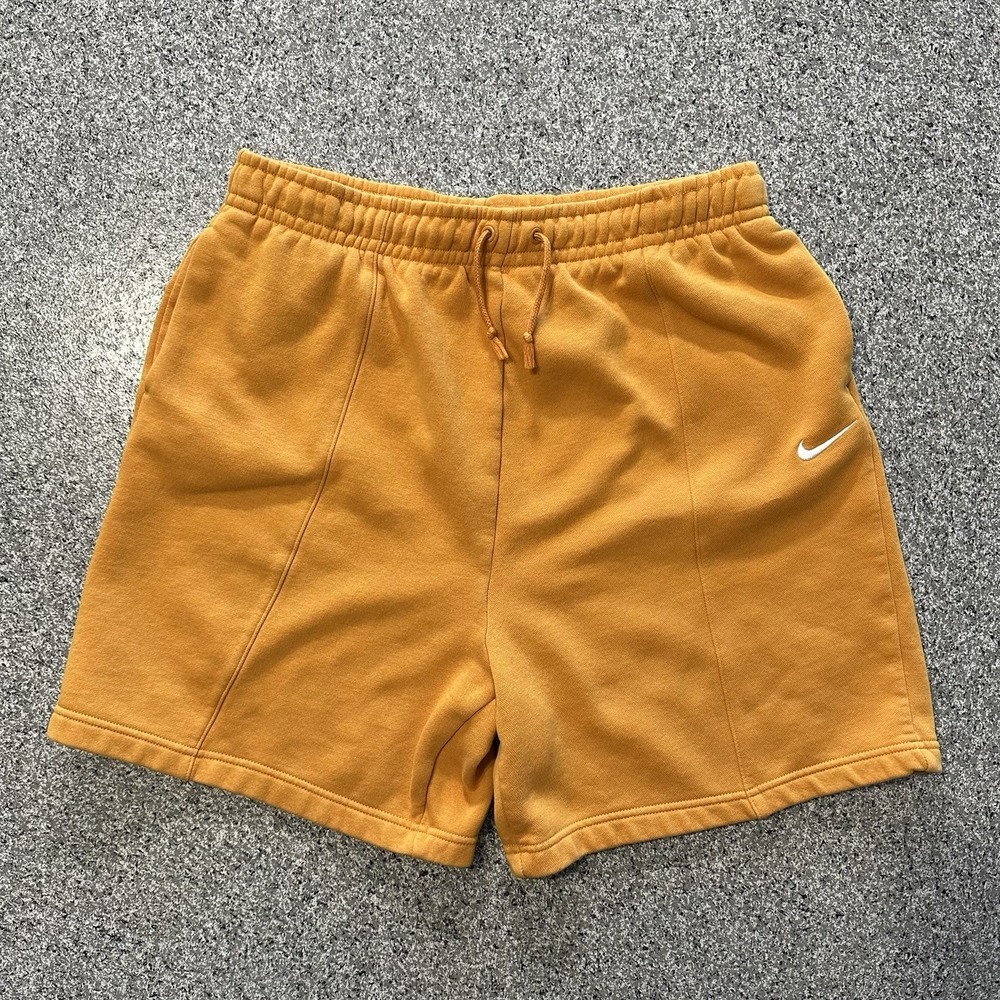 Nike Sportswear High Rise Fleece Shorts Womens L Orange Loose Fit Pockets 6"